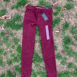 American eagle 360° super stretch maroon jeans